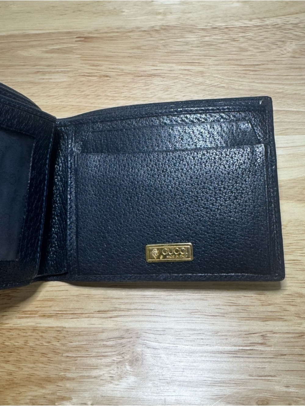 VTG Gucci Navy Bifold Wallet Monogram GG Designer Old Money Quiet Luxury Preppy - Picture 2 of 12